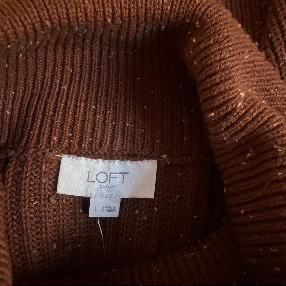 LOFT New With Tags Rich Brown Turtleneck Oversized Sweater - Picture 8 of 10